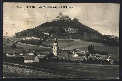 AK Holzhausen / Thür., Ortsansicht mit der Wachsenburg