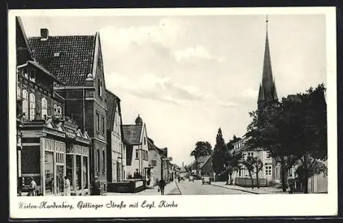 AK Nörten-Hardenberg, Göttinger Strasse mit ev. Kirche