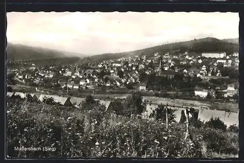 AK Mudersbach /Sieg, Gesamtansicht mit Sieg und Bergen