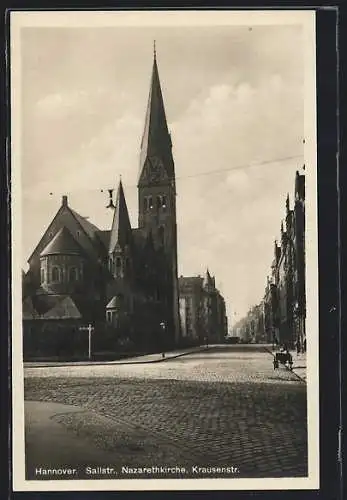 AK Hannover, Nazarethkirche, Ecke Sall- und Krausenstrasse