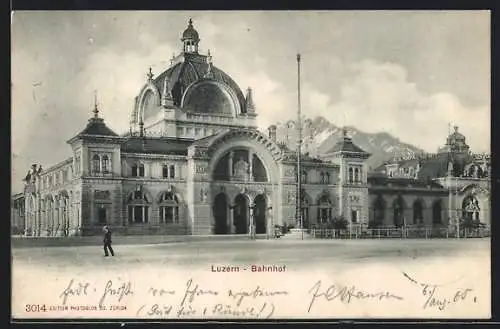 AK Luzern, Blick zum Bahnhof