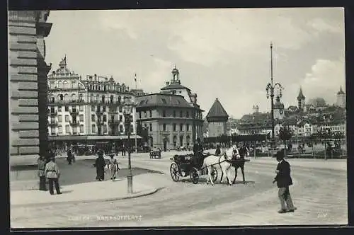 AK Luzern, Blick auf den Bahnhofplatz