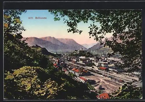 AK Bellinzona, Gesamtansicht mit Bahnhof