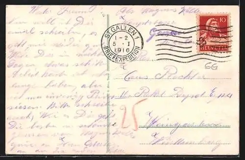 AK St. Gallen, Ortsansicht mit Bahnhof