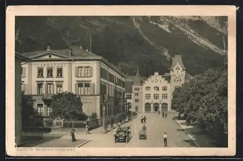 AK Glarus, Bahnhofstrasse und Bahnhof