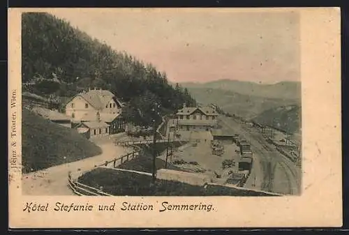 AK Semmering, Bahnhof und Hotel Stefanie