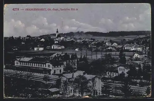 AK Frankenmarkt /Ob.-Oest., Ortsansicht mit Bahnhof