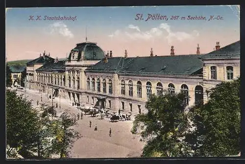 AK Sankt Pölten, K. K. Staatsbahnhof