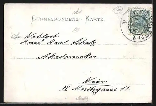 AK St. Pölten, Kremserstrasse mit Bahnhof und Hotel Kaiserin von Österreich
