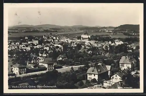 AK Vöcklabruck, Ortsansicht mit dem Bahnhof