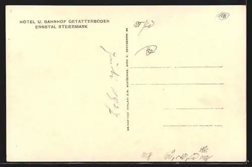 AK Gstatterboden /Ennstal, Hotel und Bahnhof aus der Vogelschau
