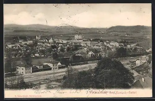 AK Vöcklabruck, Blick auf den Bahnhof vom Hamisch-Gatterl