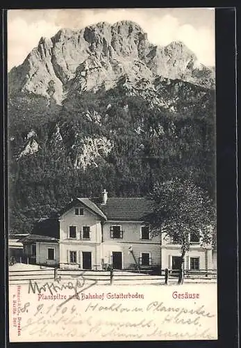 AK Gstatterboden /Gesäuse, Bahnhof und Planspitze