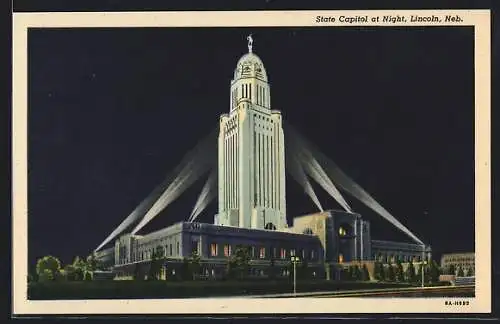 AK Lincoln, NE, State Capitol at Night