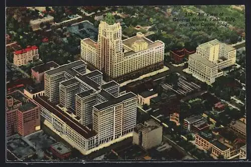 AK Detroit, MI, Air View of General Motors, Fisher Bldg. and New Center Bldg.