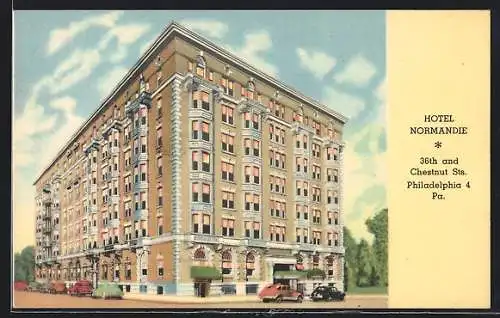 AK Philadelphia, PA, Hotel Normandie, 36th and Chestnut Sts., Mgr. Lloyd R. Woods