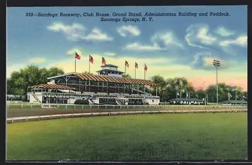 AK Saratoga Springs, NY, Raceway, Club House, Grand Stand, Admin. Building an Paddock, Pferderennbahn, Hippodrom