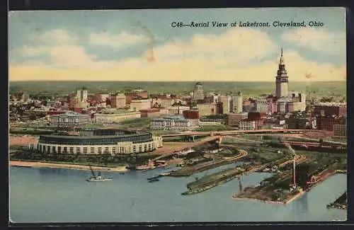 AK Cleveland, OH, Aerial View of Lakefront