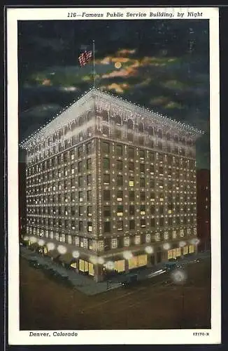 AK Denver, CO, Famous Public Service Building by Night
