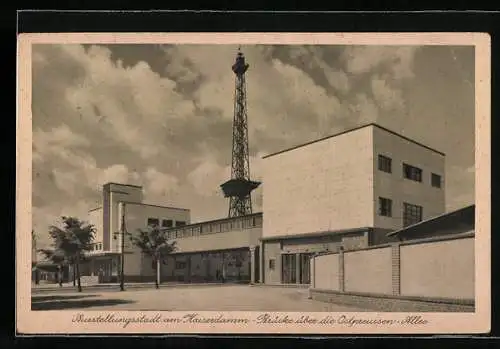 AK Berlin, Ausstellungsstadt am Kaiserdamm, Brücke über die Ostpreussen-Allee, Bauhaus