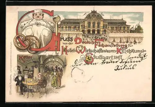 Lithographie Stuttgart, Deutsche Fachausstellung für Hotel-Wirtschaftswesen u. Kochkunst 1897