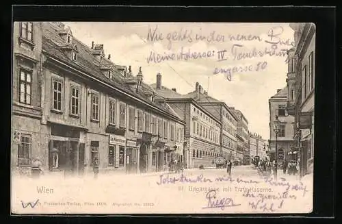 AK Wien, Ungargasse mit Train-Kaserne