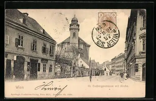 AK Wien, Erdbergerstrasse mit Kirche