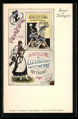 AK Stuttgart, Ausstellung für Elektrotechnik und Kunstgewerbe 1896