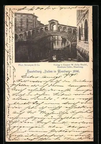 Vorläufer-AK Hamburg, Ausstellung Italien in Hamburg 1895, Rialtobrücke in Venedig