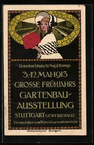 Künstler-AK Ganzsache PP27C171: Stuttgart, Grosse Frühjahrs Gartenbau-Ausstellung 1913