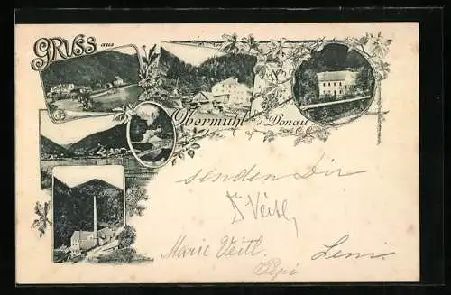 AK Kirchberg ob der Donau, Obermühl an der Donau, Ortsansicht, Fabrik, Uferpartie