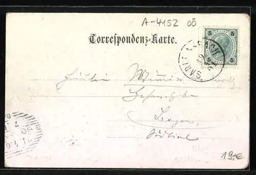 AK Sarleinsbach /O.Ö., Belebte Ortspartien, Gesamtansicht mit der Kirche