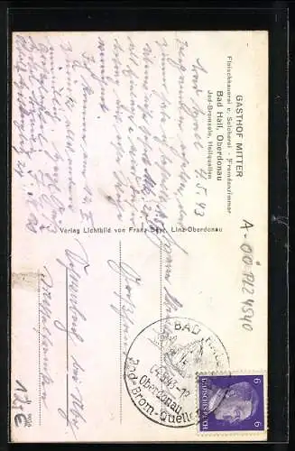 AK Bad Hall /Oberdonau, Gasthof und Fleischhauerei Mitter