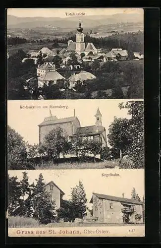 AK St. Johann am Wimberg, Totalansicht und Restauration am Hannsberg