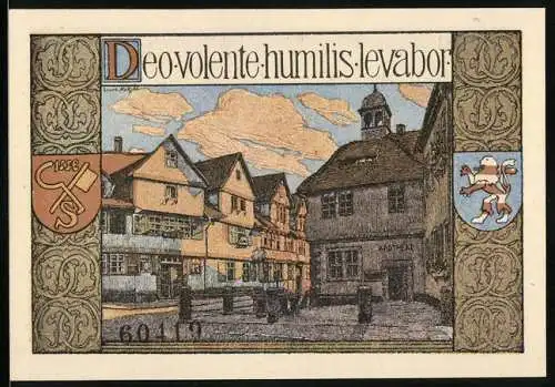 Notgeld Bad Sooden a. d. Werra, 50 Pfennig, Ortspartie an der Apotheke