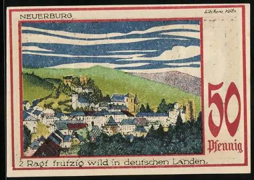 Notgeld Speicher 1921, 50 Pfennig, Die Neuerburg über der Stadt