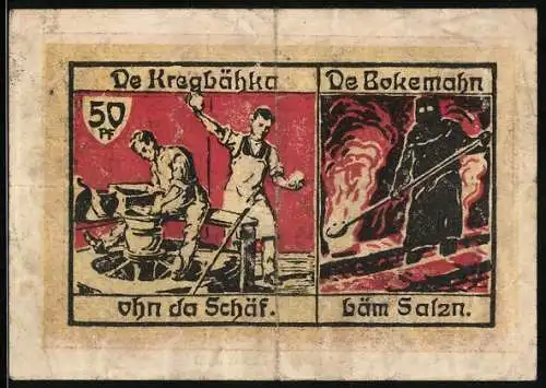 Notgeld Speicher 1921, 50 Pfennig, Töpfer und Eisengiesser