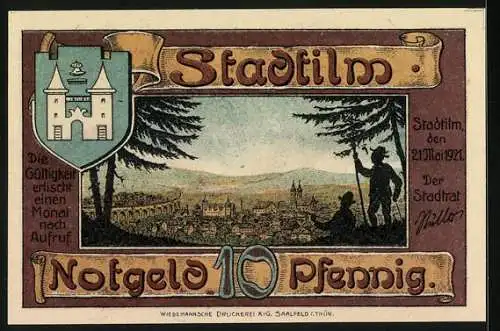 Notgeld Stadtilm 1921, 10 Pfennig, Lederer, Bauer und Schuster