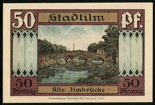 Notgeld Stadtilm 1921, 50 Pfennig, Alte Ilmbrücke, Krypta