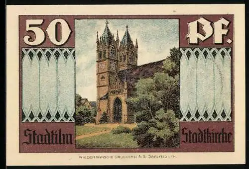 Notgeld Stadtilm 1921, 50 Pfennig, Die Stadtkirche