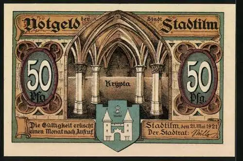 Notgeld Stadtilm 1921, 50 Pfennig, Eisenbahn-Viadukt