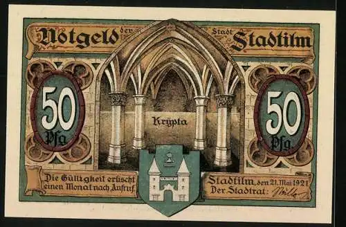 Notgeld Stadtilm 1921, 50 Pfennig, Das Rathaus, ehemaliges Zisterzienserkloster