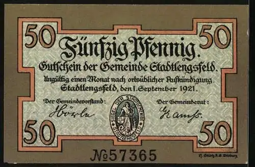 Notgeld Stadtlengsfeld 1921, 50 Pfennig, Wichtelmann spricht zum Schäfer