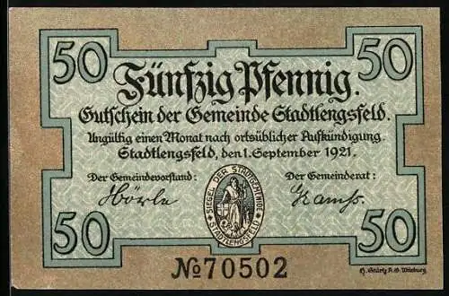 Notgeld Stadtlengsfeld 1921, 50 Pfennig, Der Schäfer bemerkt den Betrug