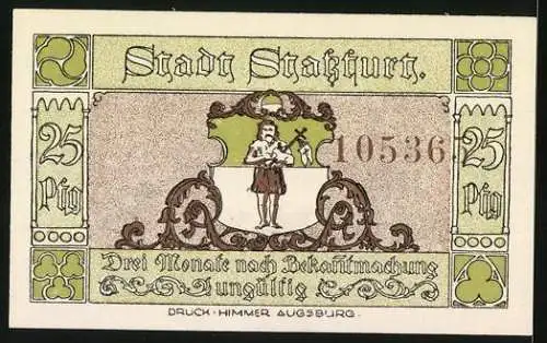 Notgeld Stassfurt 1921, 25 Pfennig, Ortsansicht über die Dächer