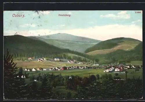 AK Cabarz, Ortsansicht mit Blick auf den Inselberg