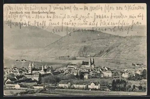 AK Amorbach, Ortsansicht vom Beuchenberg aus