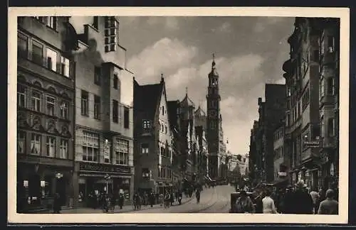 AK Augsburg, Karolinenstrasse mit Blick auf den Perlach