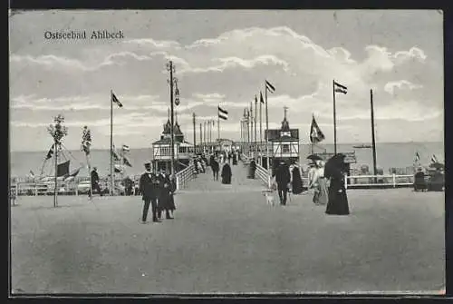 AK Ahlbeck /Ostsee, Seesteig, von der Promenade gesehen
