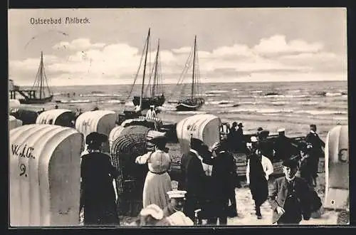 AK Ahlbeck /Ostsee, Strandpartie mit Seeblick